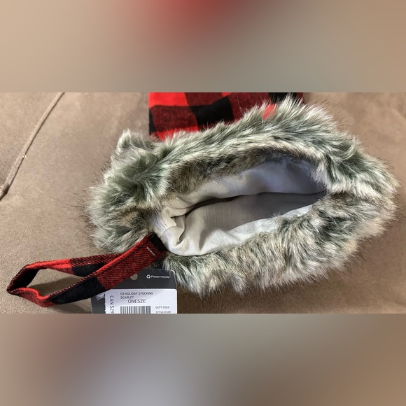 Eddie Bauer Plaid Christmas Stocking Holiday Decor Sherpa Fleece Trim 11X16 - Picture 12 of 16